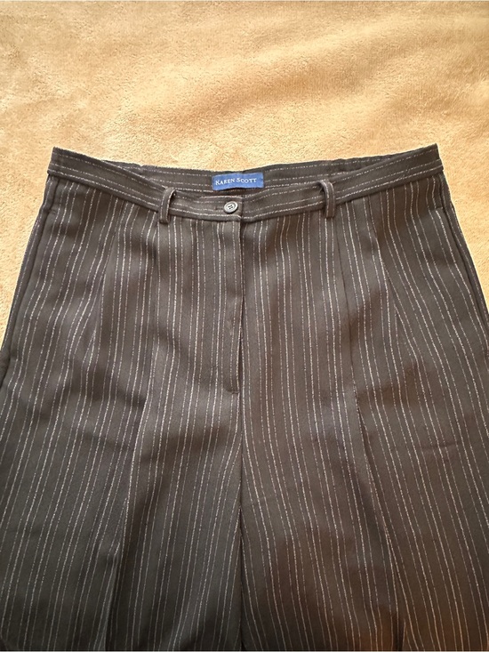 Karen Scott Pants - Karen Scott Black Pinstripe Women's Dress Pantsuit
